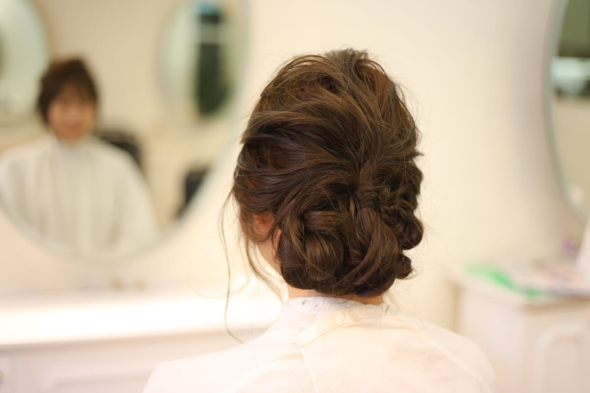 Styled hair photographed from behind after a salon appointment